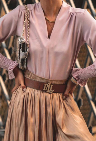 Różowa bluzka z falbaną przy rękawach, pink