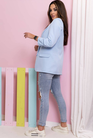 Niebieska marynarka damska z marszczonymi rękawami ZARA