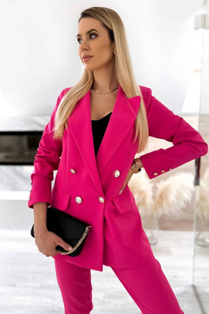Różowy garnitur damski żakiet i spodnie ELMA