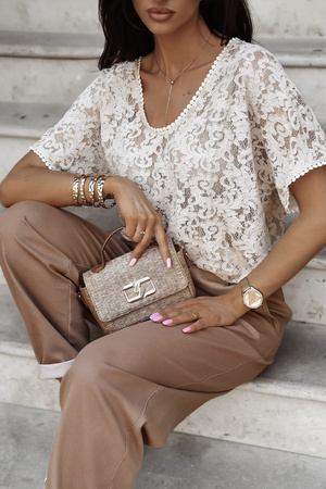 Beżowa koronkowa  bluzka damska  AMALFI 