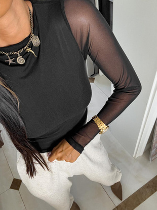 Czarna dopasowana   bluzka damska  SKIN  