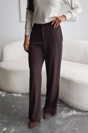 Brązowe  spodnie damskie  z prosta nogawka  XANA AUTUMN