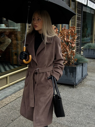 Jasno Brązowy  płaszcz damski   XANA AUTUMN