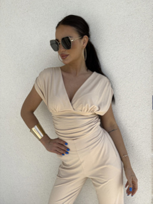  Beżowa  dopasowana  bluzka damska  VIBE  