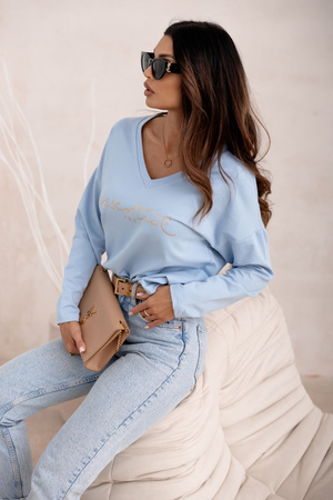 Niebieska   bawełniana  bluzka damska ESSENTIAL 