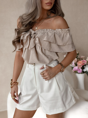 Beżowa  bluzka damska hiszpanka SIMPLY MOOD  