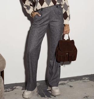 Szare  spodnie damskie  z prosta nogawka  XANA AUTUMN