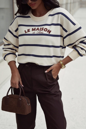   Śmietankowa  bluza damska w paski LE MAISON 