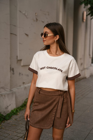 Brązowe  szorty damskie spódnico-spodenki MIA 