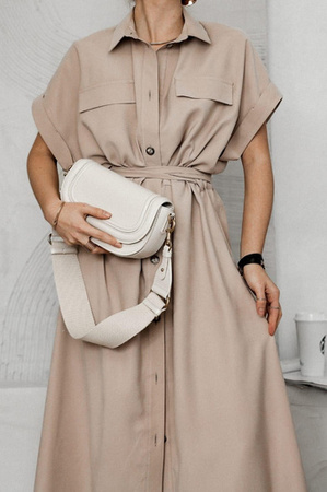 Beżowa długa sukienka damska SIMPLY 