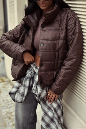 Czekoladowa  krótka kurtka damska  KLAUDIA 