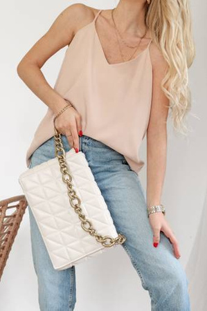 Beżowy  top damski o luźnym kroju na ramiączkach LISA