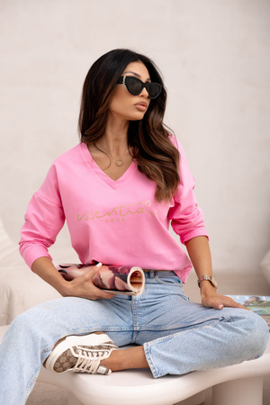 Różowa   bawełniana  bluzka damska ESSENTIAL 