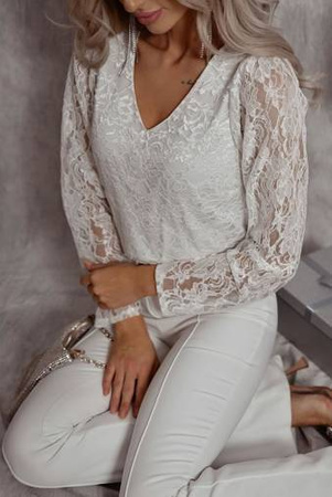 Biała bluzka z koronką  XANA LIPS