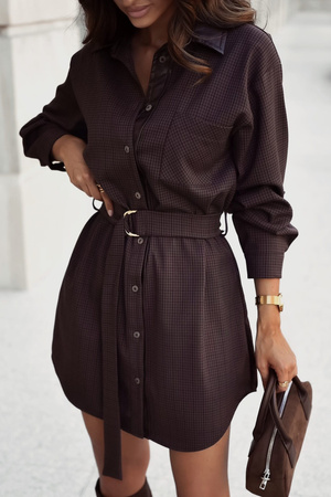 Koszulowa  sukienka damska  w  drobna krateczkę  PADVA 