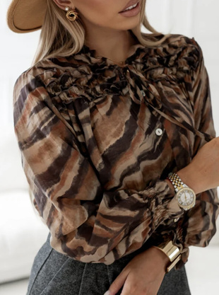 Brązowo czarna   koszula damska CELINE 