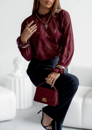 Bordowa  koronkowa  bluzka damska  FEMME 