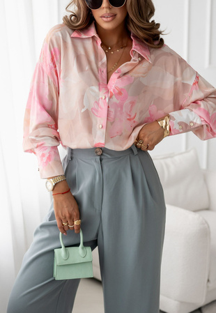 Beżowo rózowa luźna koszula damska  ROOMY 