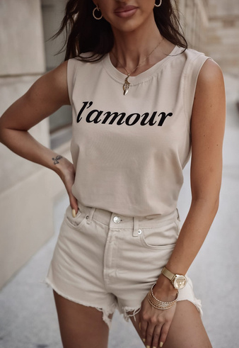 Beżowy T-shirt  damski AMOUR