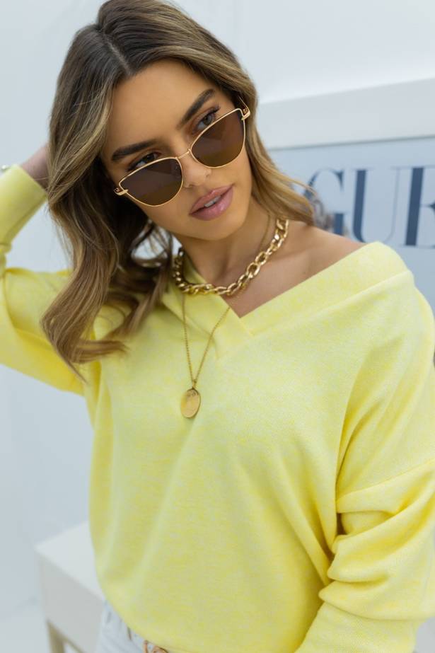 Żółty sweter damski PUR CLASSIC